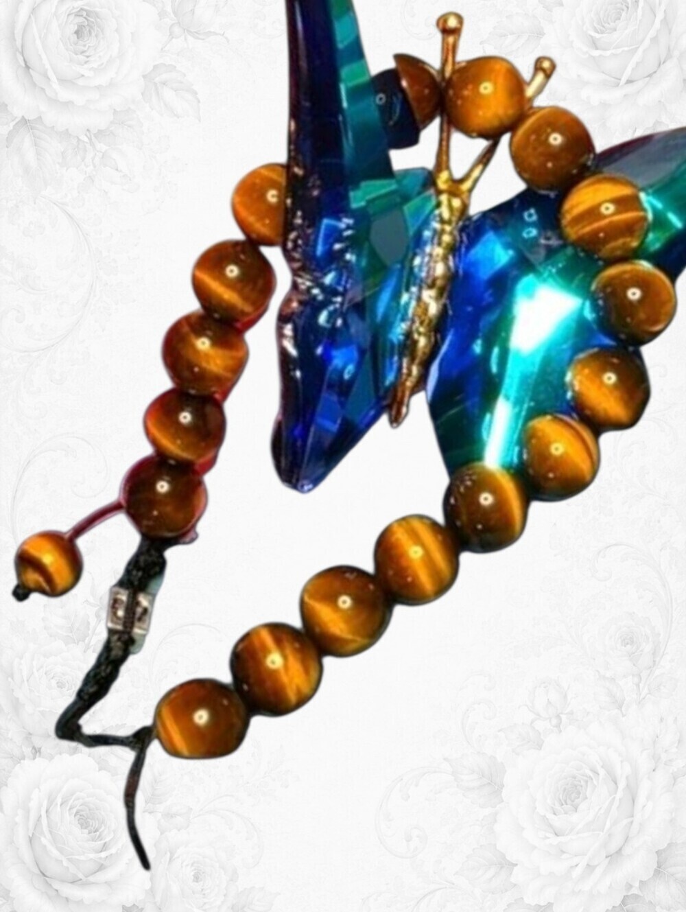 Shamballa Genuine Tiger’s Eye Bracelet with Silver Cube 2x“S” Hallmark 48